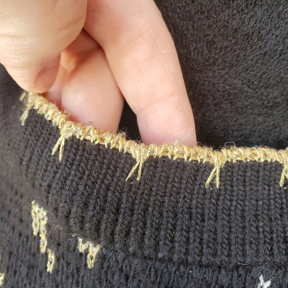 Dana Scott Metallic Floral Long Sleeve Black and Gold Vintage Sweater Top NWOT - Picture 9 of 17